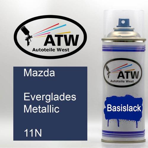 Mazda, Everglades Metallic, 11N: 400ml Sprühdose, von ATW Autoteile West.
